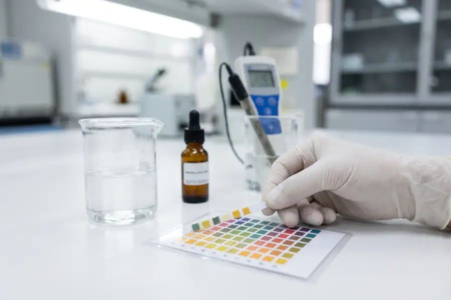 Water sample being tested