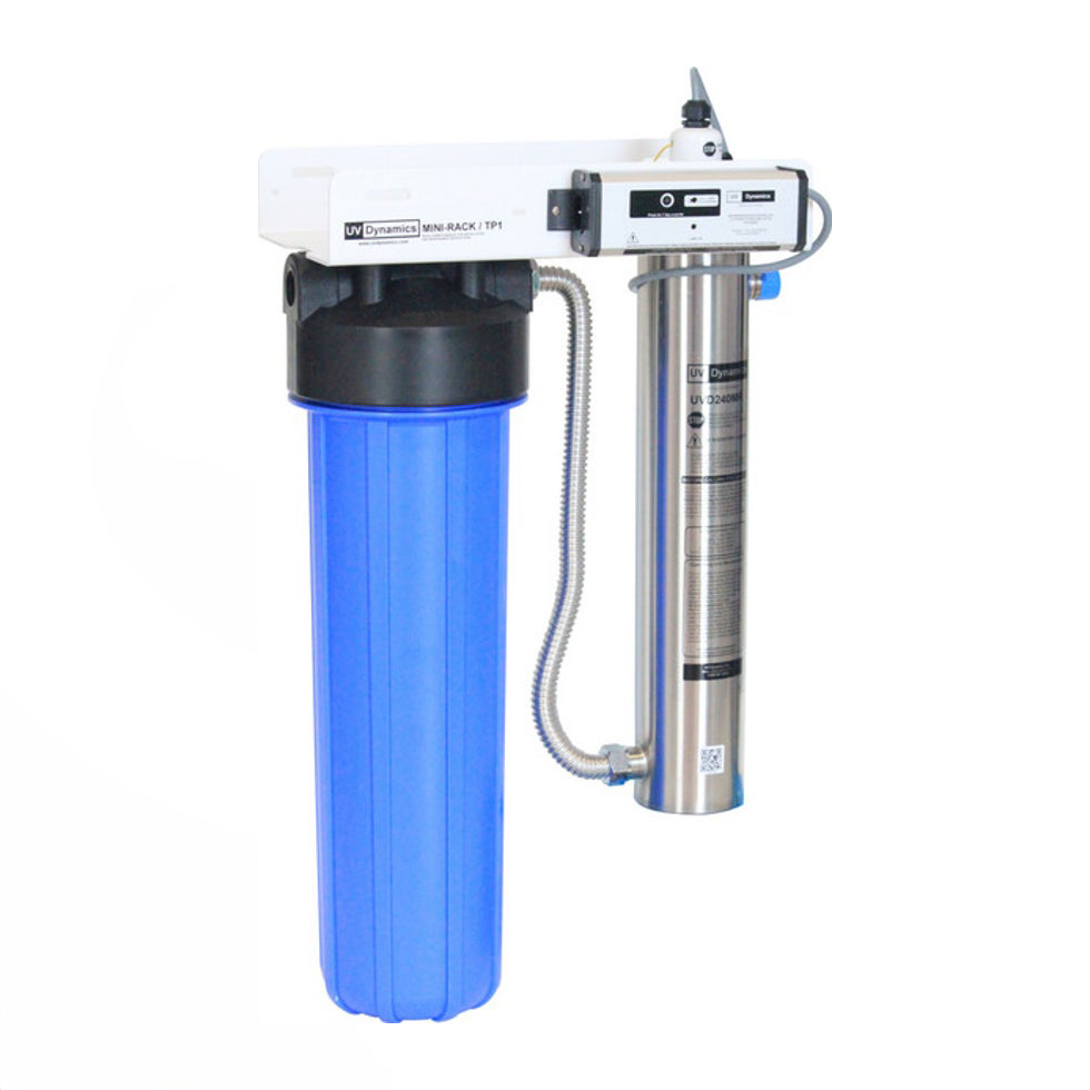 UV Dynamics 13GPM Mini Rack UV System with 20" Sediment Filter