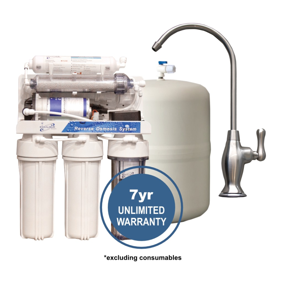 Excalibur Premium 6 Stage Reverse Osmosis System, 100gpd (with Pump)