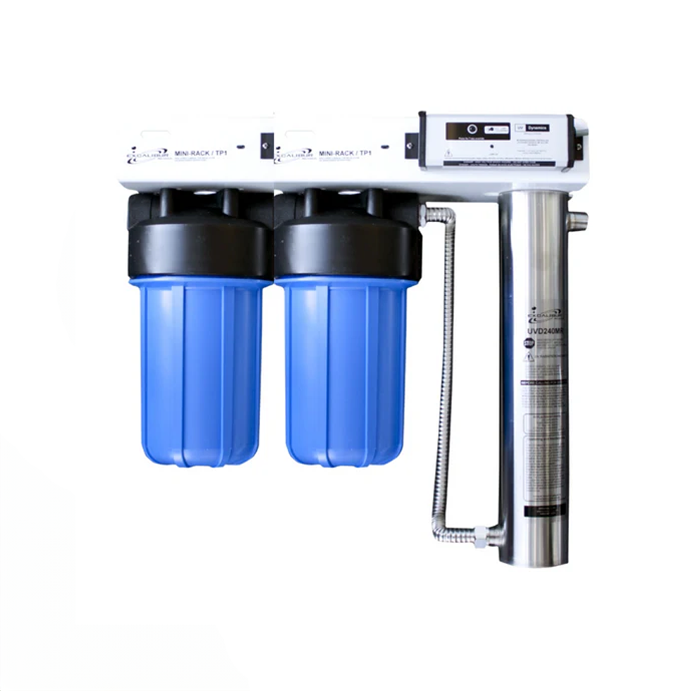 UV Dynamics Mini Rack UV System, 8pgm, PRE 10" Sediment & Carbon Filters
