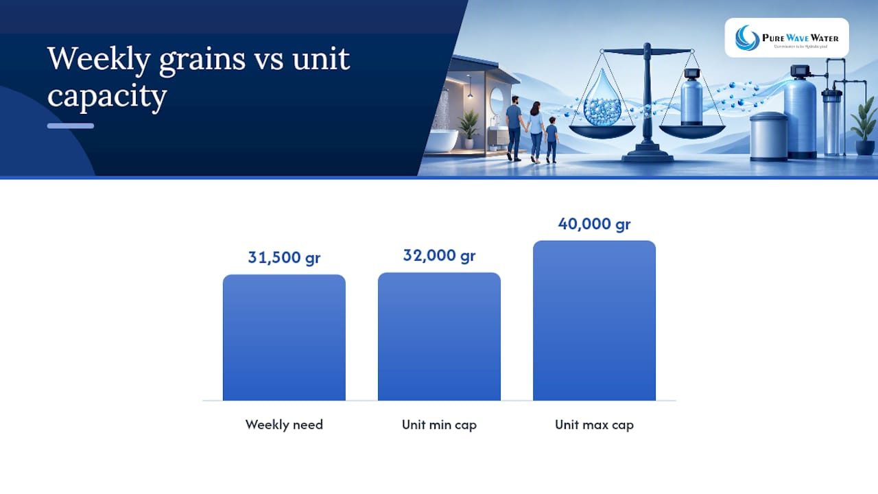Water softener weekly capacity calculation