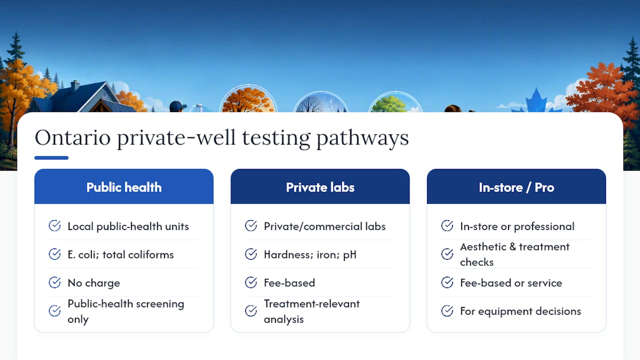Ontario well testing pathways comparison