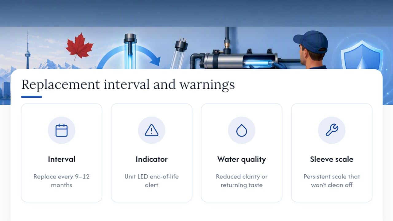 UV lamp replacement interval and warning signs